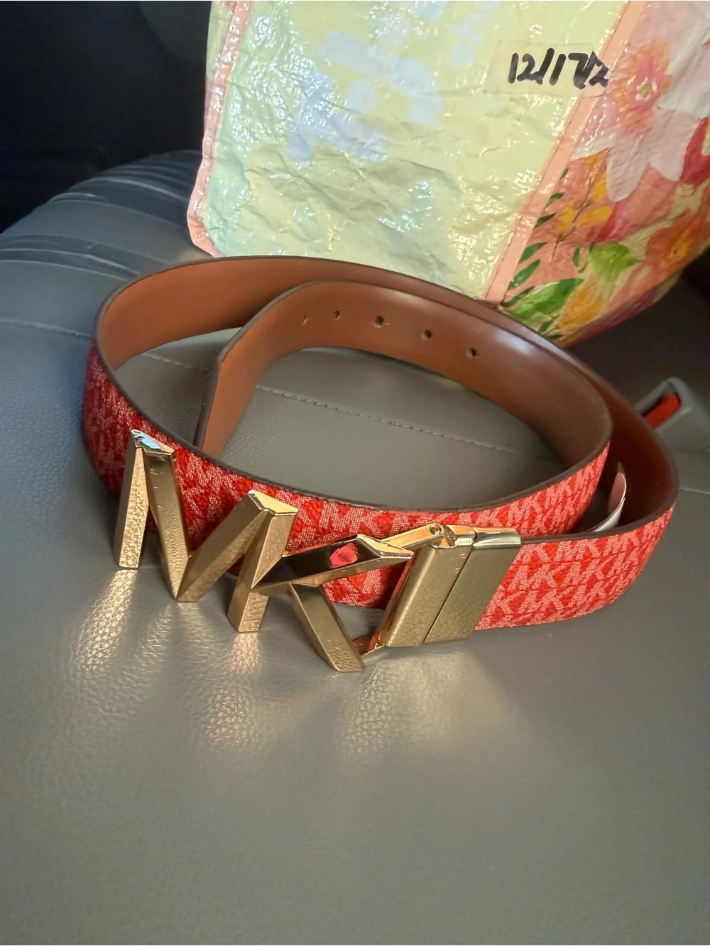 Michael Kors Logo Reversible Belt, Brown / Red